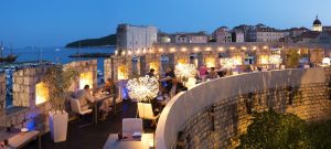 Restaurant in Dubrovnik, Croatia with a beautiful view.